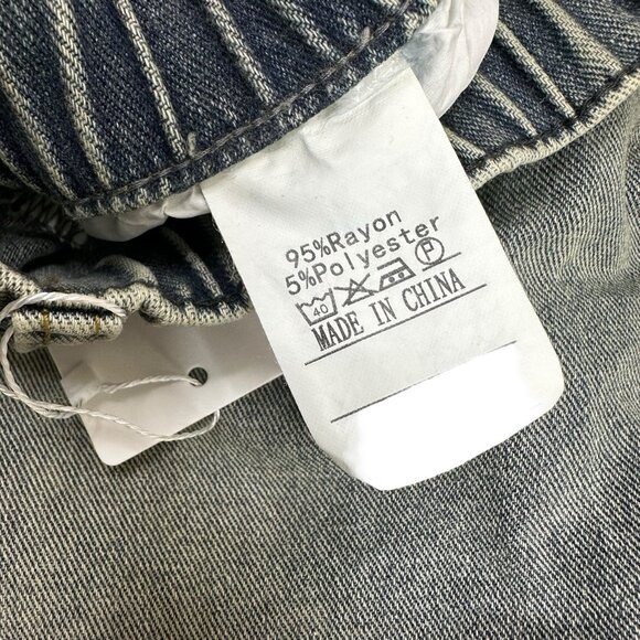 Women Studded Denim Shorts Size L High Elastic Waist Decorated Studs Frayed Hem - Picture 11 of 12